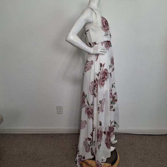 Windsor "NEW" Bohemian Floral Chiffon Cottagecore High Low Coquette Maxi Dress L - Picture 10 of 13